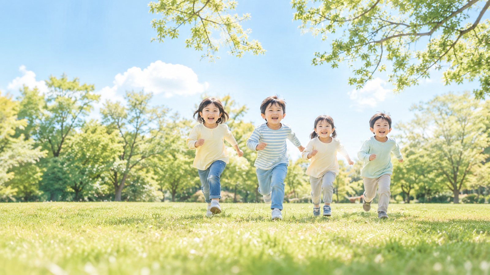 園庭を走る子どもたち